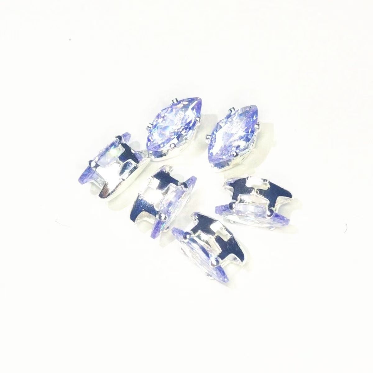 Horse eye dopamine claw diamond zircon hand-sewn DIY nail accessory, copper-plated thick silver, irregular color diamond.