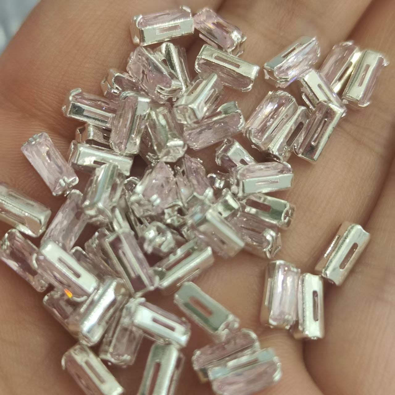 50 pcs of rectangular flash claws zircon DIY jewelry accessory zircon crystal dopamine