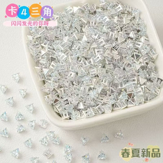 4mm triangular claw drill Huazi flash DIY bracelet zircon hand-sewn perforated beads spacer beads loose beads accessories miscellaneous