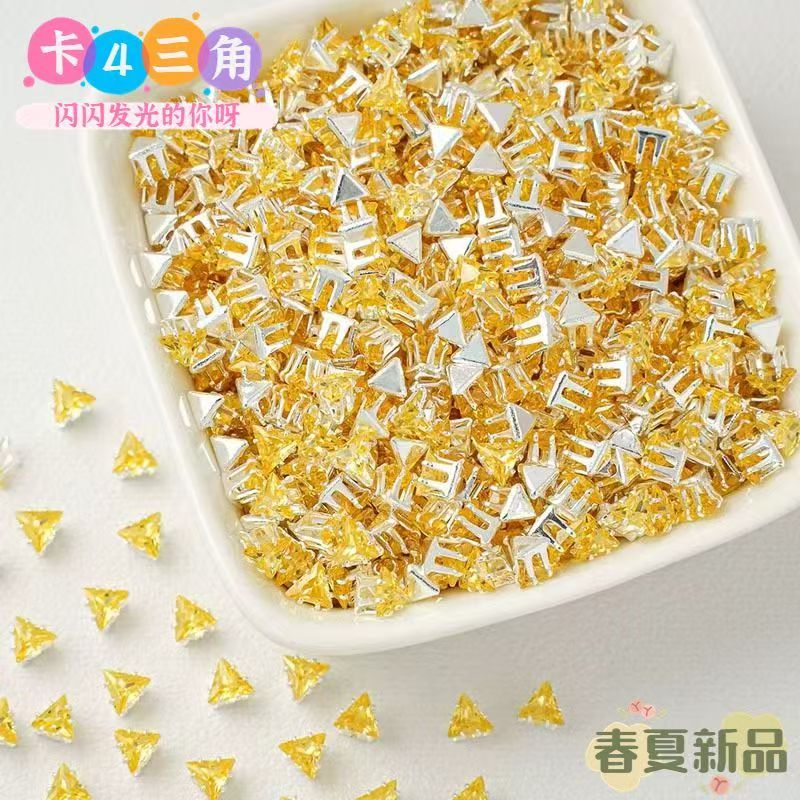 4mm triangular claw drill Huazi flash DIY bracelet zircon hand-sewn perforated beads spacer beads loose beads accessories miscellaneous