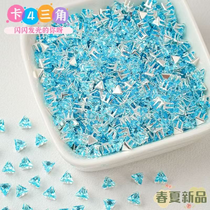 4mm triangular claw drill Huazi flash DIY bracelet zircon hand-sewn perforated beads spacer beads loose beads accessories miscellaneous