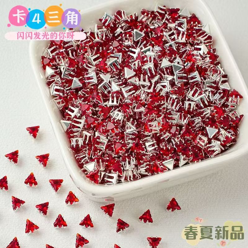 4mm triangular claw drill Huazi flash DIY bracelet zircon hand-sewn perforated beads spacer beads loose beads accessories miscellaneous