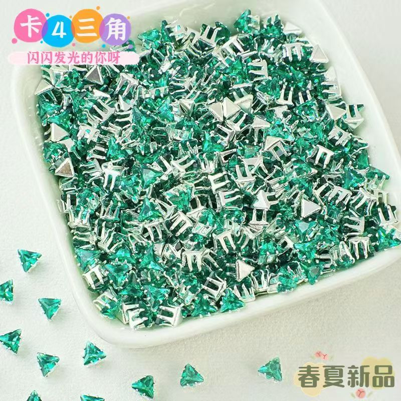 4mm triangular claw drill Huazi flash DIY bracelet zircon hand-sewn perforated beads spacer beads loose beads accessories miscellaneous