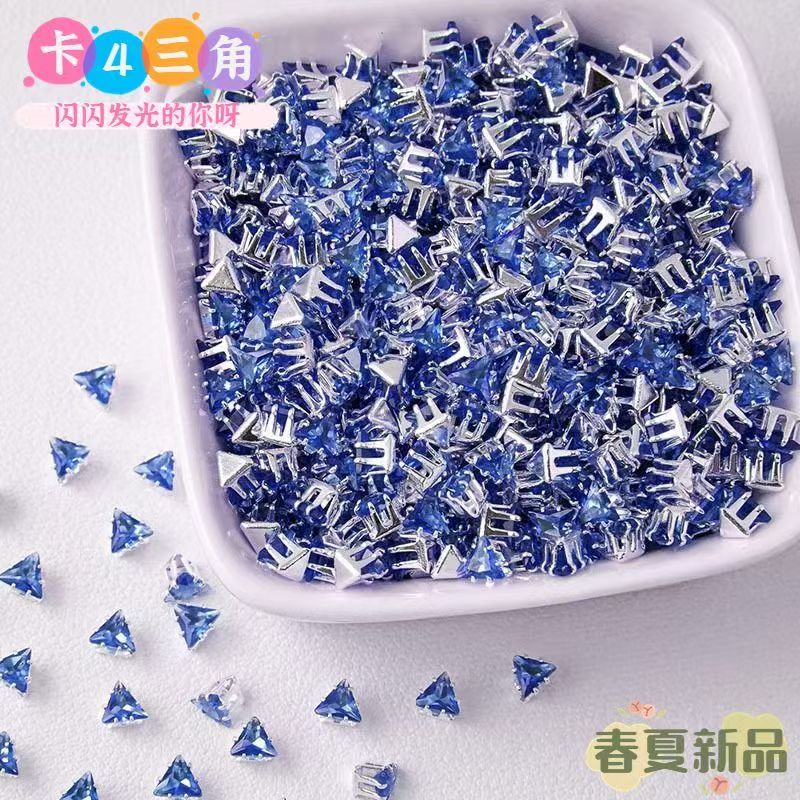 4mm triangular claw drill Huazi flash DIY bracelet zircon hand-sewn perforated beads spacer beads loose beads accessories miscellaneous