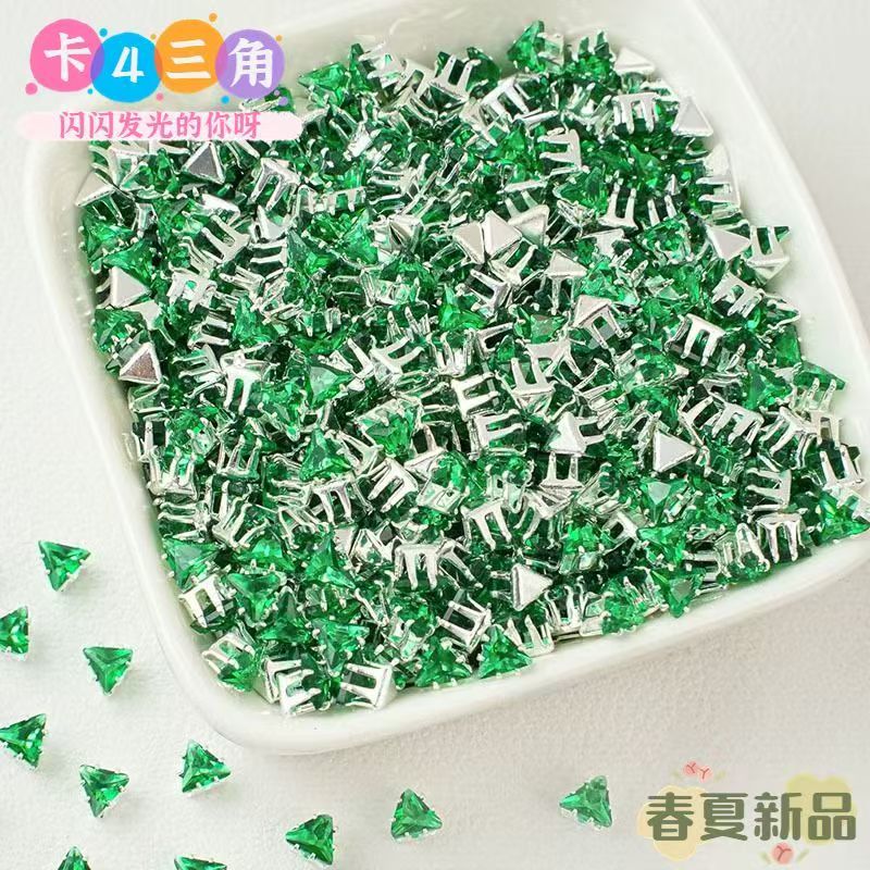 4mm triangular claw drill Huazi flash DIY bracelet zircon hand-sewn perforated beads spacer beads loose beads accessories miscellaneous