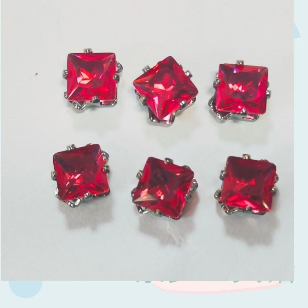 5mm square dark-themed sparkly gunmetal base crystal square claw-set zircon rhinestones.