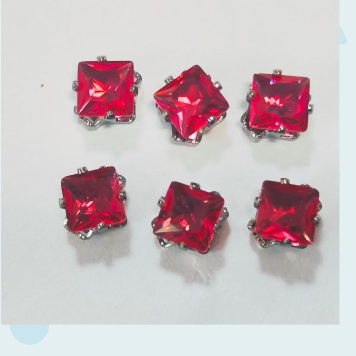 5mm square dark-themed sparkly gunmetal base crystal square claw-set zircon rhinestones.