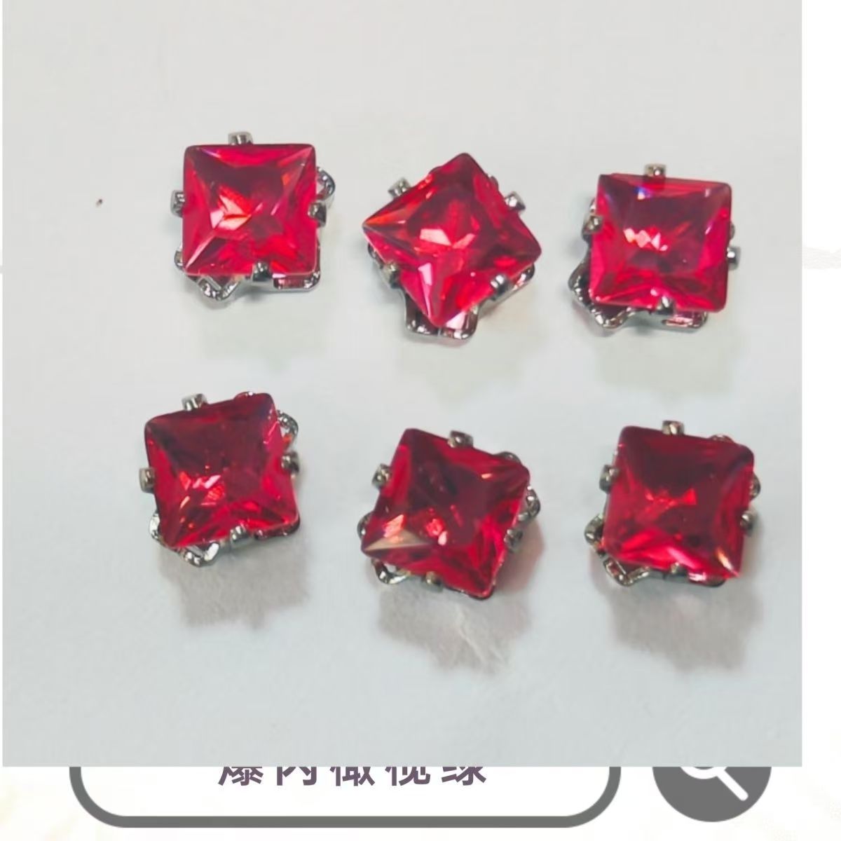 5mm square dark-themed sparkly gunmetal base crystal square claw-set zircon rhinestones.