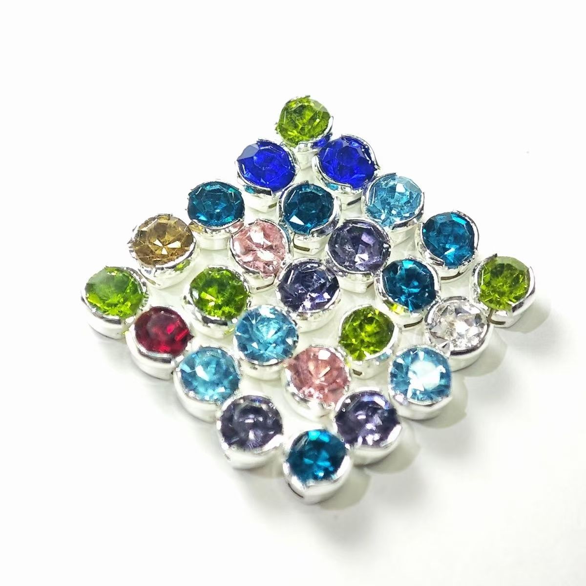 Rainbow Paradise round claw-set rhinestones, colored crystal ornaments, hand-sewn rhinestones, DIY handicraft accessory materials, mixed shiny rhinestones.
