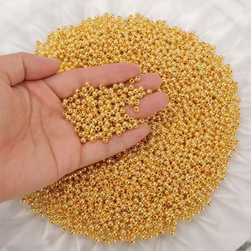 18K gold electroplated beads DIY finishing accessory string beads loose beads golden beads spacer beads gold spacer beads no fading