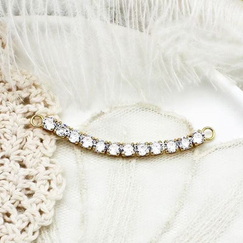 18K gold-filled zirconia flash zirconia double pendant clasp chain versatile DIY jewelry accessory with diamond-filled bag
