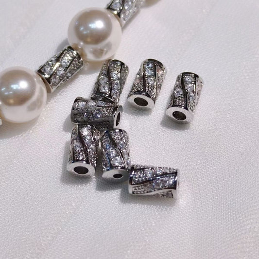High-quality gold-plated zircon bucket beads with large holes, DIY hand-strung beads jewelry accessories.