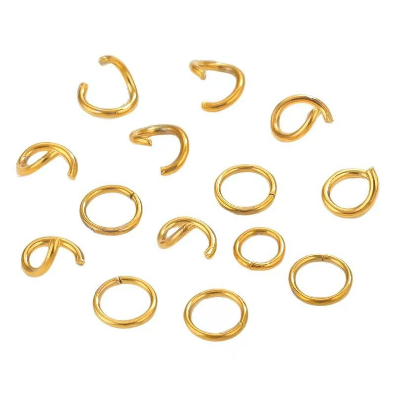304 Stainless Steel 18K Gold Open Ring; Connect Small Circle DIY Jewelry