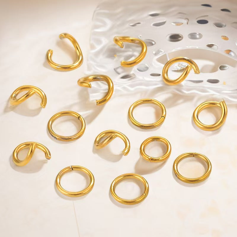 304 Stainless Steel 18K Gold Open Ring; Connect Small Circle DIY Jewelry