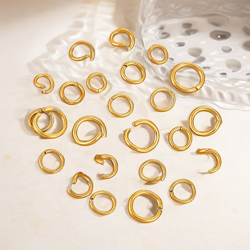 304 Stainless Steel 18K Gold Open Ring; Connect Small Circle DIY Jewelry