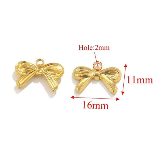 Stainless steel bow - shaped jewelry accessories, DIY necklaces, bracelets, and earrings. There are 5 trendy electroplated bow - shaped pendants.