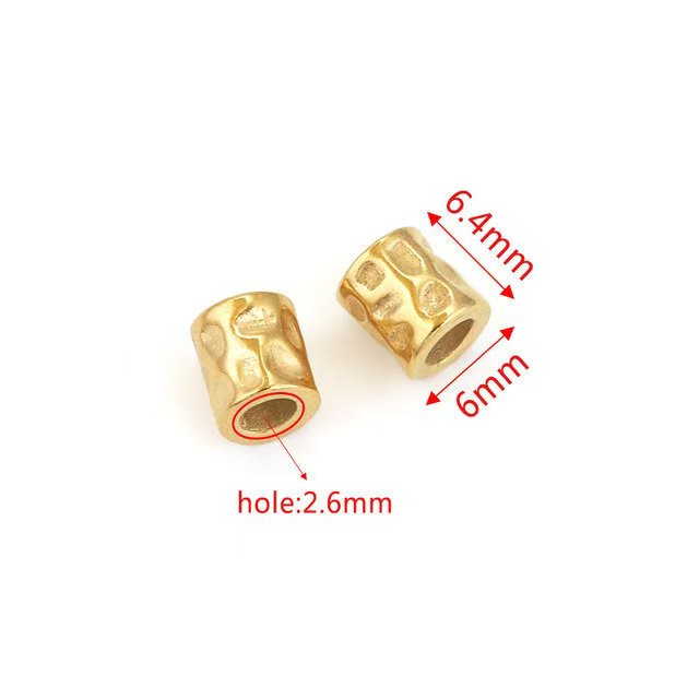 10 large-hole beads as accessories for hand-made DIY bracelets, necklaces and other jewelry, including stainless steel stop beads, cylindrical spacer beads, and beads with gold-plating process