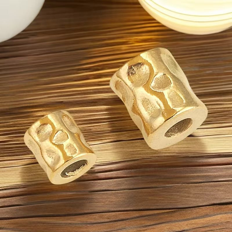 10 large-hole beads as accessories for hand-made DIY bracelets, necklaces and other jewelry, including stainless steel stop beads, cylindrical spacer beads, and beads with gold-plating process