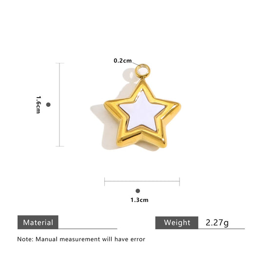 Wholesale of 5 DIY necklace jewelry accessories including stainless - steel five - pointed star, drop - shaped shell pendant, vacuum - plated gold single - hole pendant