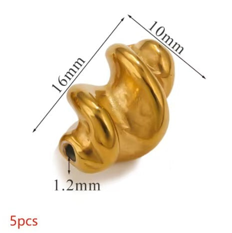Stainless steel twisted bead spacer beads, positioning beads, DIY handmade bracelet, necklace small accessories, personalized twisted - shaped positioning beads, 5 pieces