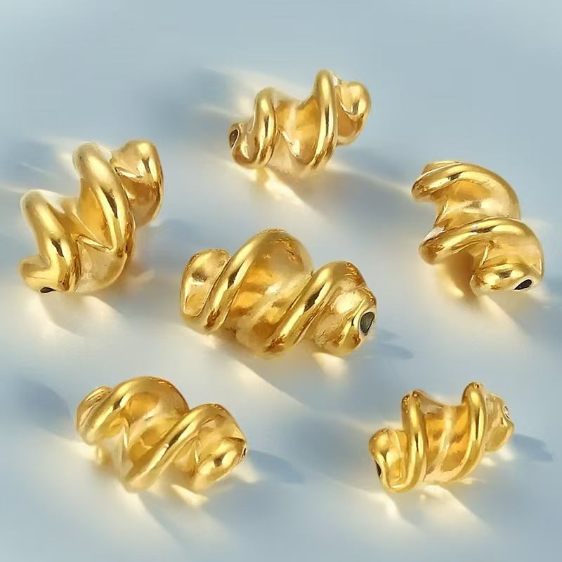 Stainless steel twisted bead spacer beads, positioning beads, DIY handmade bracelet, necklace small accessories, personalized twisted - shaped positioning beads, 5 pieces