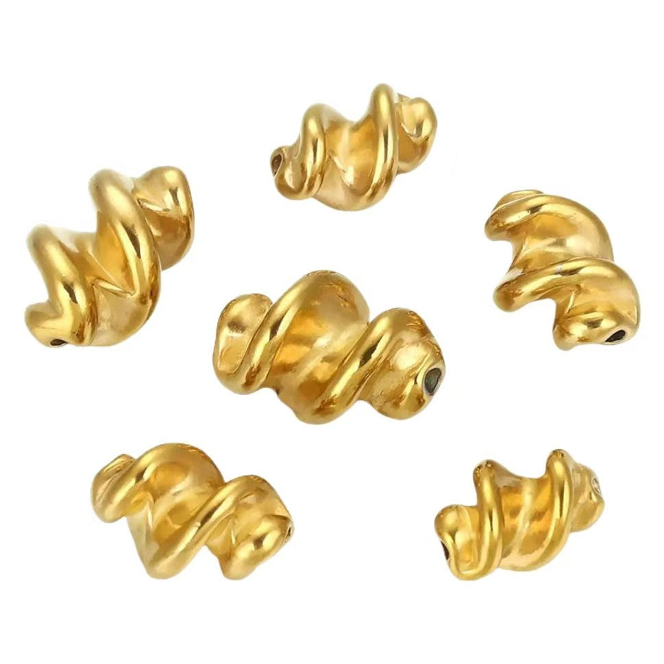 Stainless steel twisted bead spacer beads, positioning beads, DIY handmade bracelet, necklace small accessories, personalized twisted - shaped positioning beads, 5 pieces