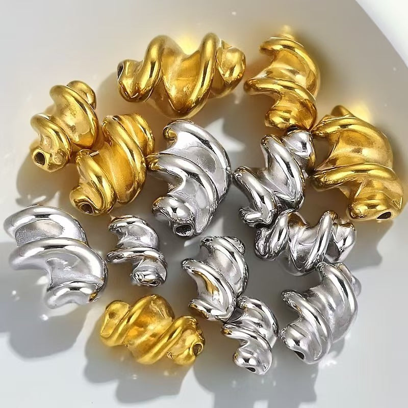 Stainless steel twisted bead spacer beads, positioning beads, DIY handmade bracelet, necklace small accessories, personalized twisted - shaped positioning beads, 5 pieces