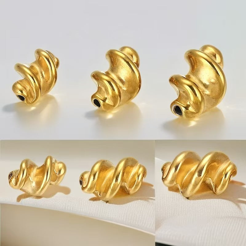 Stainless steel twisted bead spacer beads, positioning beads, DIY handmade bracelet, necklace small accessories, personalized twisted - shaped positioning beads, 5 pieces