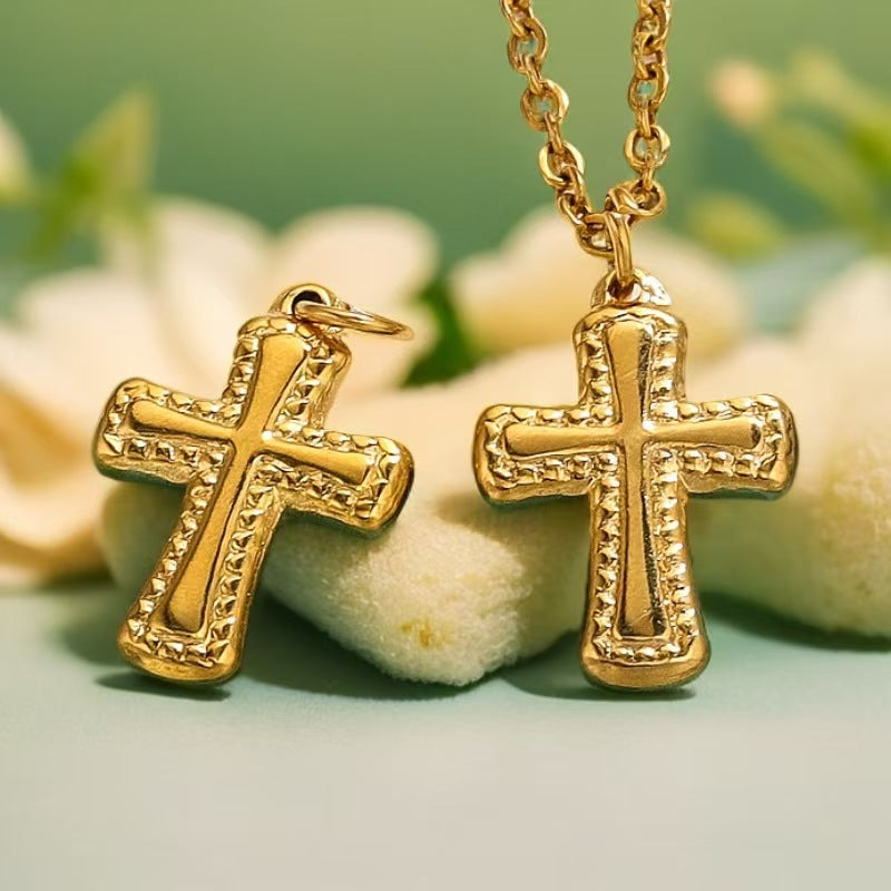5 pieces of stainless - steel delicate cross trinket pendants, electroplated, handmade DIY necklaces, bracelets, and collarbone pendants