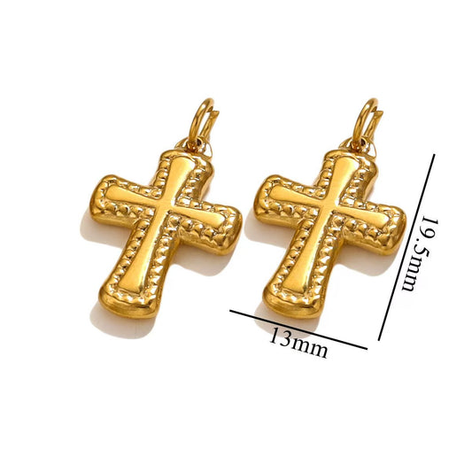 5 pieces of stainless - steel delicate cross trinket pendants, electroplated, handmade DIY necklaces, bracelets, and collarbone pendants