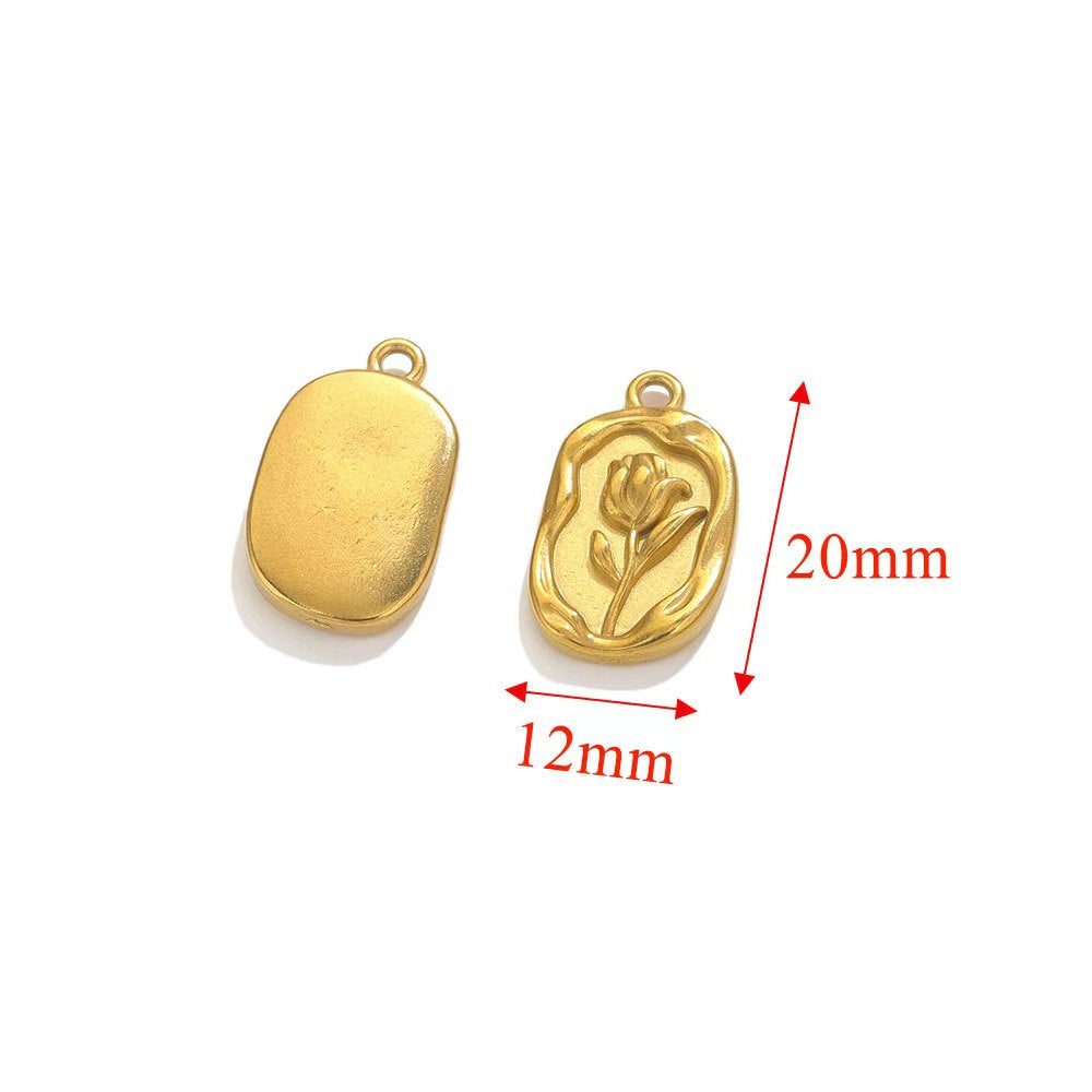 Stainless steel delicate, simple, and elegant small pendants. 18K gold - plated handmade DIY necklaces, collarbone chains, small rose - shaped pendants, 5 pieces