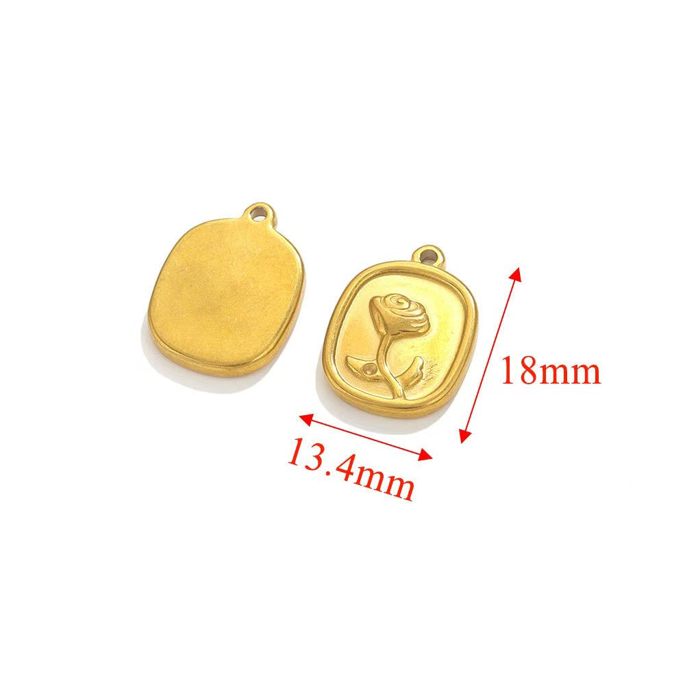 Stainless steel delicate, simple, and elegant small pendants. 18K gold - plated handmade DIY necklaces, collarbone chains, small rose - shaped pendants, 5 pieces