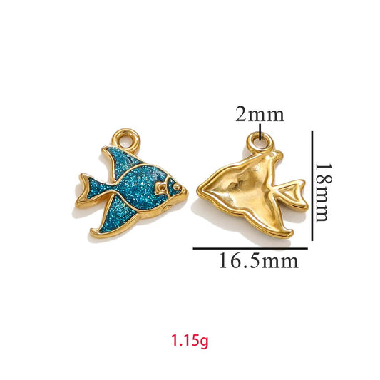 Stainless steel delicate and cute pendant, enamel oil - dripping process, handmade DIY necklace and bracelet, popular jewelry pendant, 5 pieces