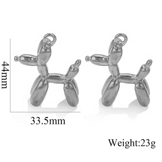 Lucky and cute dog stainless steel pendant, popular for domestic sales, color - retaining animal jewelry accessories, direct sales of jewelry, 5 pieces
