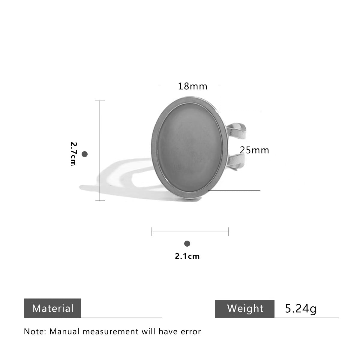 5 pieces of DIY ring jewelry accessories, including gold - plated stainless - steel adjustable rings, oval - shaped time - gem tray bases