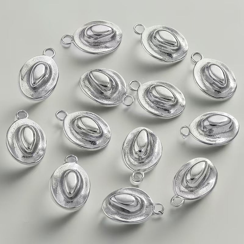 5 stainless - steel western cowboy hat small pendants, personalized small accessories, handmade DIY necklaces, collarbone chains, simple small pendants
