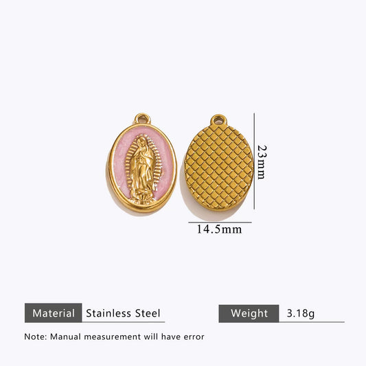 Stainless steel jewelry pendants with oil - dripping process, handmade DIY stainless steel bracelets and necklaces, delicate small jewelry pendants, 5 pieces