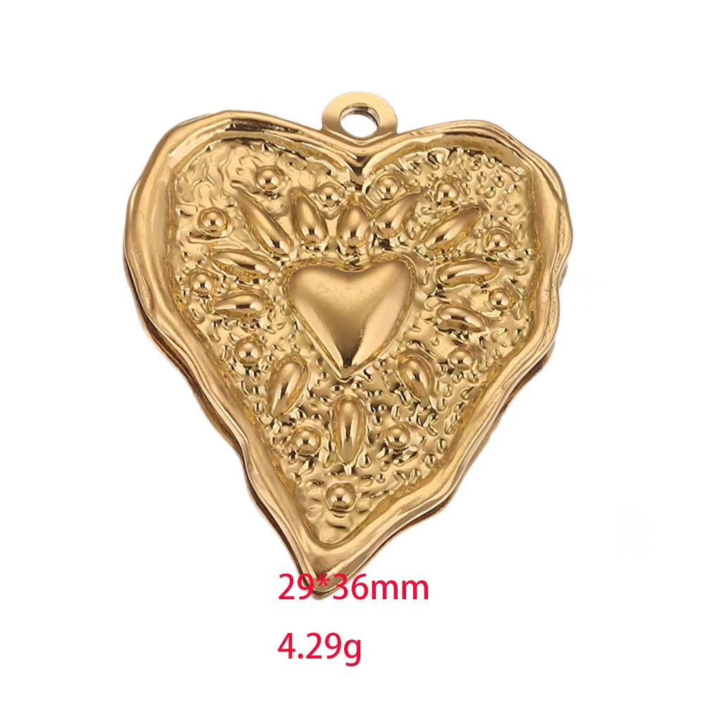 Electroplating process for stainless - steel gilded pendants, with European and American personalized trendy style. 5 handmade DIY necklace accessory pendants