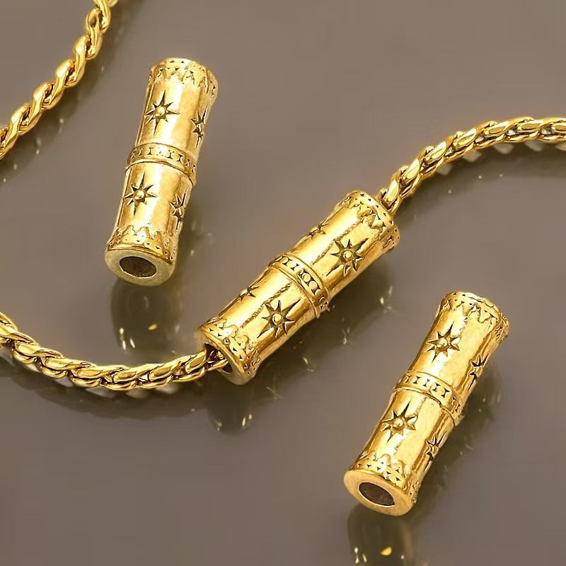 2 Stainless Steel Golden 18K Gold Plated Spacer Beads, European and American Style Handmade DIY Bracelet, Necklace, Jewelry Spacer Beads, Loose Beads Accessories