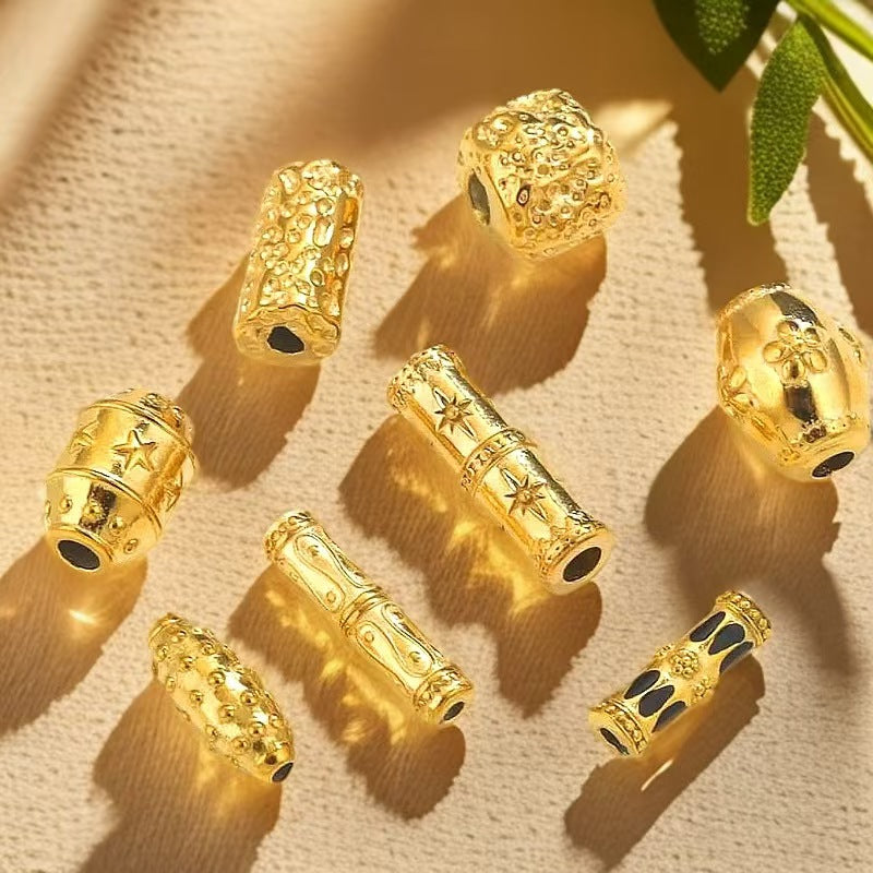 2 Stainless Steel Golden 18K Gold Plated Spacer Beads, European and American Style Handmade DIY Bracelet, Necklace, Jewelry Spacer Beads, Loose Beads Accessories