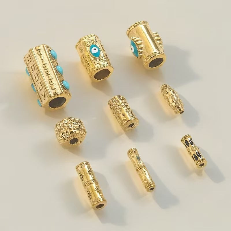 2 Stainless Steel Golden 18K Gold Plated Spacer Beads, European and American Style Handmade DIY Bracelet, Necklace, Jewelry Spacer Beads, Loose Beads Accessories