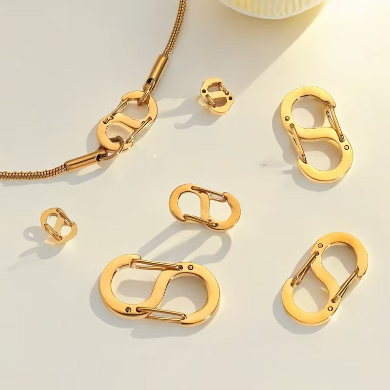 Stainless steel minimalist jewelry buckle, electroplating process, large S-shaped buckle, handmade DIY clothing accessories, spring S-shaped jewelry buckle, 4 pieces