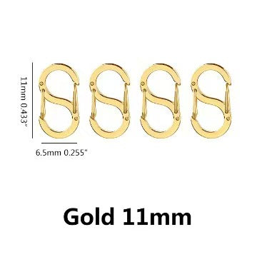 Stainless steel minimalist jewelry buckle, electroplating process, large S-shaped buckle, handmade DIY clothing accessories, spring S-shaped jewelry buckle, 4 pieces