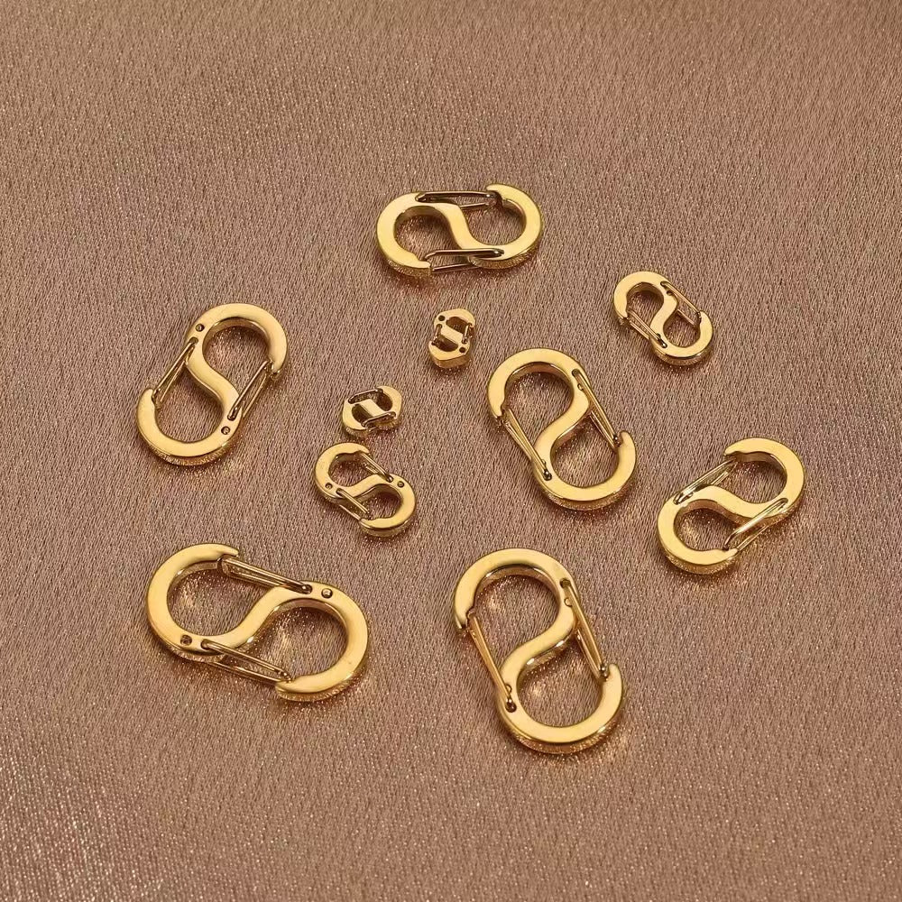Stainless steel minimalist jewelry buckle, electroplating process, large S-shaped buckle, handmade DIY clothing accessories, spring S-shaped jewelry buckle, 4 pieces
