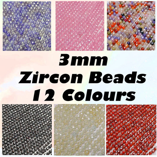 3mm round  Faceted Zircon Beads